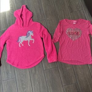 SO & girls pink size 10/12 bundle. Pink hoodie and pink 3/4 sleeve shirt.
